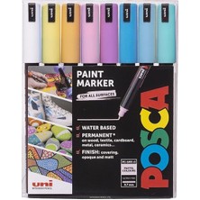 Uni Posca Pc-1mr 0.7 Su Bazlı Boyama Markörü Seti 8 Renk Pastel Renkler