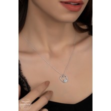 925 Gümüş Swarovski Crystal Kalp  925 Ayar Gümüş Kolye