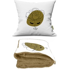 Caisya Home Modern Kadın Silüet Desenli Opsiyonel Battaniyeli Yastık Dekoratif Kırlent 38 x 38 cm