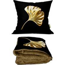 Caisya Home Yaprak Desenli Opsiyonel Yastık Içinde Tv Battaniyesi 110 x 170 cm