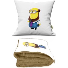 Caisya Home Minyonlar Desenli Opsiyonel Yastık Içinde Tv Battaniyesi 110 x 170 cm