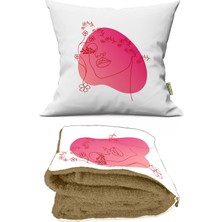 Caisya Home Modern Kadın Silüet Desenli Opsiyonel Battaniyeli Yastık Dekoratif Kırlent 38 x 38 cm