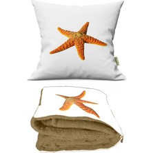 Caisya Home Deniz Yıldızı Desenli Opsiyonel Battaniyeli Yastık Dekoratif Kırlent 38 x 38 cm
