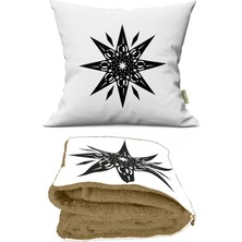 Caisya Home Zodyak Pusula Desenli Opsiyonel Battaniyeli Yastık Dekoratif Kırlent 38 x 38 cm