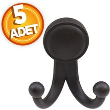 Badem10 Karataş Askılık Vestiyer Duvar Askısı Dolap Elbise Askılığı Sert Plastik Siyah (5 Adet)