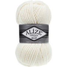 Alize Superlana Maxi %25 Yün - %75 Akrilik / 100 gr - 100 M  Atkı Bere Örmek Için 62 Krem