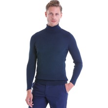 Hatemoğlu Indigo Regular Fit Düz Balıkçı Yaka Klasik Yün Triko Kazak