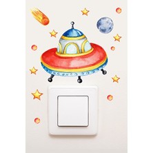 Kt Grup Uzay Gemisi ve Yıldızlar Çocuk Odası Dekoratif Priz Sticker