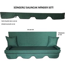 Mor Minder Süngerli  Salıncak Minder Seti Tenteli Salıncak Kumaş Seti 3 Kişilik  10 cm Sünger Yeşil