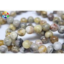 Yaşam Tohumu Akik Taşı Yarım Dizi 8mm (6001) (18CM Uzunluğundadır)