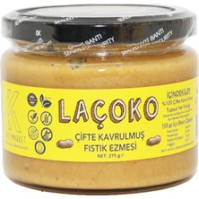 Laçoko Şekersiz Katkısız Glutensiz Çifte Kavrulmuş Yer Fıstığı Ezmesi 275 gr