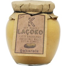 Laçoko 350 Gram Şekersiz, Katkısız, Glutensiz,Doğal Çifte Kavrulmuş Parçacıklı Ballı Yer Fıstığı Ezmesi (350 Gram)