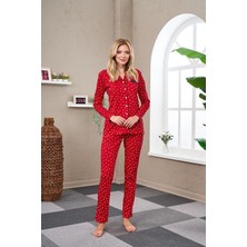 Pjs Kadın Uzun Kol Boy Düğmeli Pijama Takımı 23523
