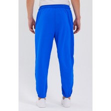 Hanclo Unisex Usa Baskılı Mavi Scuba Şardonlu Kumaş Oversize Eşofman Altı