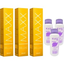 H.A.SS Oksidan 60 Ml.+ Maxx Deluxe Saç Boyası Yoğun Küllü Kumral-7/11 60 Ml. (3'er Adet)