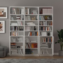 Asra Trend %100 MDFLAM Beyaz Kapaklı Kitaplık K-50