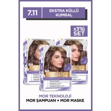 L'Oréal Paris Excellence Cool Creme 7.11 Ekstra Küllü Kumral Saç Boyası 3'lü Set