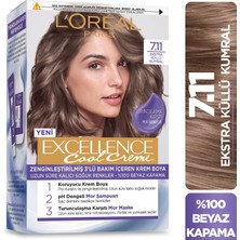 L'Oréal Paris Excellence Cool Creme 7.11 Ekstra Küllü Kumral Saç Boyası 3'lü Set