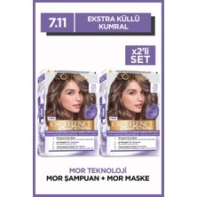 L'Oréal Paris Excellence Cool Creme 7.11 Ekstra Küllü Kumral Saç Boyası 2'li Set