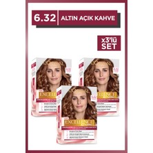 L'Oréal Paris Excellence Creme 6.32 Altın Açık Kahve Saç Boyası 3'lü Set