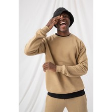 Gothamvibes Erkek Vibe Oversize Bej Sweatshirt