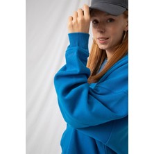 Gothamvibes Kadın Vibe Oversize Mavi Sweatshirt