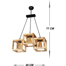 Zuhal Aydınlatma Tower 3'lü Ahşap Avize