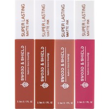 Sword & Shield 5 ml Süper Lasting Likit Mat Ruj Açık Kahve Renk Seçeneği ile Kalıcı