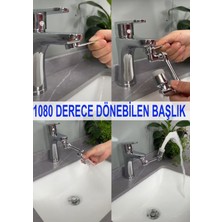 LaMiaSeta Mutfak Veya Lavabo Musluk Başlığı 1080 Derece Dönebilen Krom Kaplama 2 Fonksiyonlu