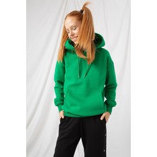 Gothamvibes Kadın Stay Oversize Zümrüt Yeşili Hoodie Sweatshirt