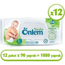 Önlem Botanika 90 Yapraklı Islak Havlu 12'li Paket Cilt Dostu Hassas Temizlik 1080 Yaprak