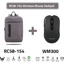 Classone  RC58-154-WM300 -15.6" Recycle Kumaş Laptop ,notebook Sırt Çantası+Kablosuz Mouse