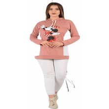 Flower Kadın Kapüşonlu Baskılı Sweatshirt
