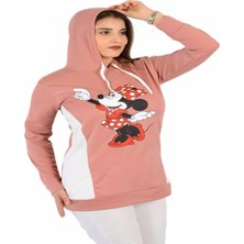 Flower Kadın Kapüşonlu Baskılı Sweatshirt