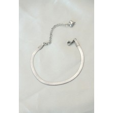 Shoecide Çelik Gümüş Renk Italyan Zincirli Bileklik