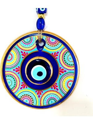 Mixperi Yaldızlı Çift Taşlı Nazar Boncuklu Rengarenk Duvar Süsü