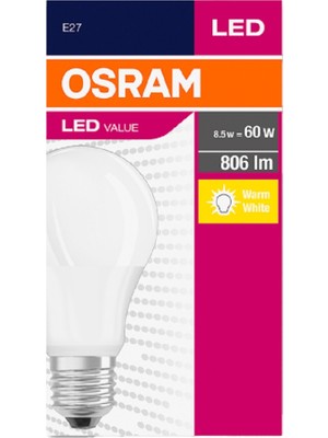 Osram Led Value 8,5W Sarı Işık E-27 806lm Ampul