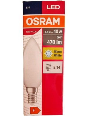 Osram Led Value 4,9W Sarı Işık E-14 470lm Ampul