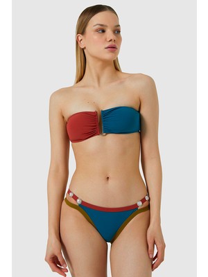 Ayyıldız 5411 Petrol Yeşili Straplez Bikini Takımı