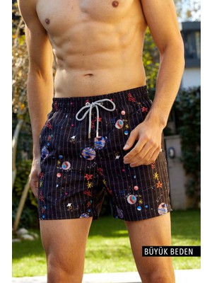 Ayyıldız 845 Erkek Siyah Büyük Beden Deniz Şortu
