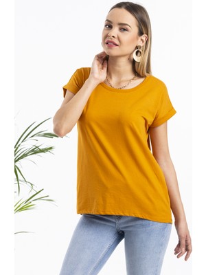 Hardal Bisiklet Yaka Basic Tshirt