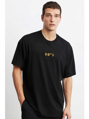 Alfa Tshirt Vintage Gold Awesome Series December 1990 Siyah Ön Arka Oversize Tshirt