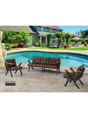 Dekoroom's 3+1+1 Zeta Bahçe Takımı, Balkon, Bahçe, Cafe Mobilyası, Süngerli Metal Çay Seti