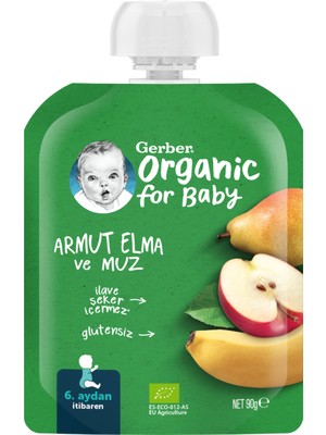 Gerber Organik Elmalı ve Muzlu Armut Püresi 90 gr