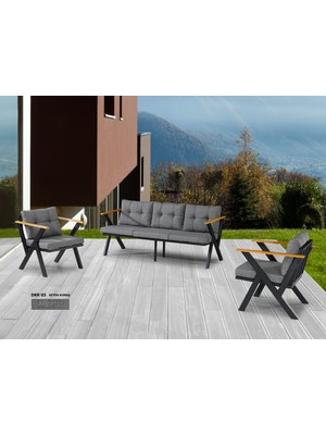 Dekoroom's 3+1+1 Zeta Bahçe Takımı, Balkon, Bahçe, Cafe Mobilyası, Süngerli Metal Çay Seti