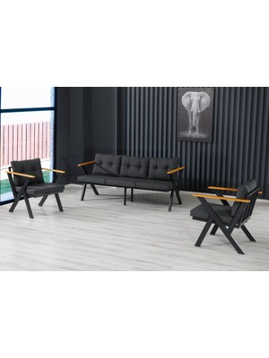 Dekoroom's 3+1+1 Zeta Bahçe Takımı, Balkon, Bahçe, Cafe Mobilyası, Süngerli Metal Çay Seti