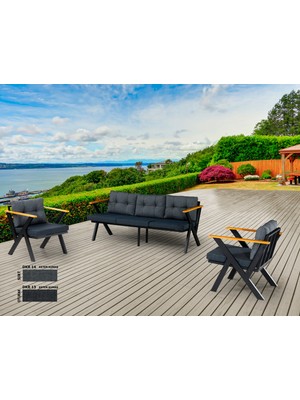 Dekoroom's 3+1+1 Zeta Bahçe Takımı, Balkon, Bahçe, Cafe Mobilyası, Süngerli Metal Çay Seti