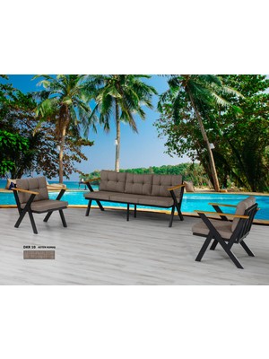 Dekoroom's 3+1+1 Zeta Bahçe Takımı, Balkon, Bahçe, Cafe Mobilyası, Süngerli Metal Çay Seti