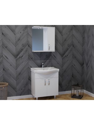 Siyam Çizgi 65 Cm Banyo Dolabı ve Etajerli Lavabvo 65 Cm