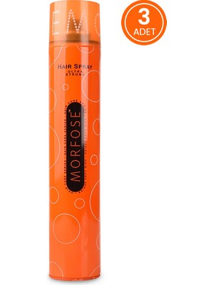 Morfose Ultra Sert Saç Spreyi 400 ml x 3 Adet Güçlü Formül ile Saç Şeklini Sabitleme